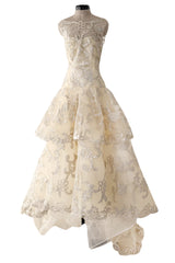 Dreamy Pre-Fall 2015 Oscar de la Renta Look 36 Metallic Gold Applique & Ivory Net Dress