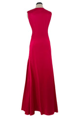 Chic Spring 2008 Alexander McQueen Red Silk Dress w Front Plunge & Knot Detailing