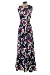 Cruise 2010 Chanel by Karl Lagerfeld Runway Look 33 Silk Chiffon Dress w Oversized Purple Floral Print