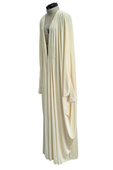 Incredible 1974 Yuki by Gnyuki Torimaru for Rembrandt Ivory Jersey Front Plunge Caftan Dress