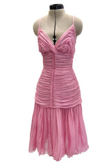 Recent Prada by Miuccia Prada Pale Pastel Pink Silk Chiffon Gathered Halter Dress