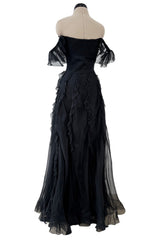 Spring 2004 Valentino by the Original Mr. Valentino Black Pleated Bodice & Ruffle Skirt Dress