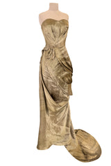 Iconic Spring 2008 Nina Ricci by Olivier Theyskens Runway Look 36 Gold Metal Thread Dress