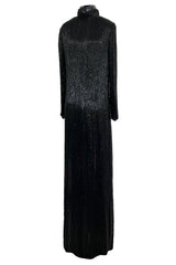 Fall 1975 John Anthony Couture Runway Sample Dress W Black Hand Beading