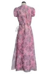 Prettiest Spring 2019 Giorgio Armani Runway Look 38 Dusty Pink Silk Organza Printed Floral Dress