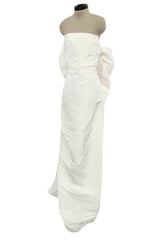 Gorgeous 2013 Lanvin Blanche by Alber Elbaz Strapless Ivory Silk Wedding Dress w Back Bow & Ruffle
