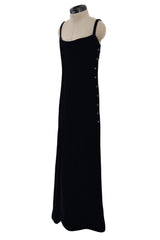 Suberb Fall 1970 Christian Dior Haute Couture by Marc Bohan Minimalist Black Velvet Column Dressress