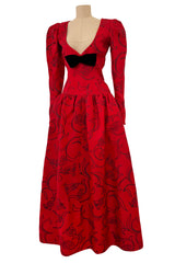 Stunning Fall 1994 Givenchy Haute Couture Original Runway Sample Dress w Front Black Bow