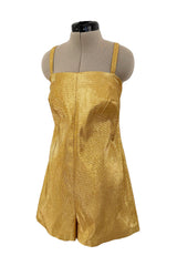 Amazing 1950s Elizabeth Arden Old Hollywood Metallic Gold Playsuit Jumpsuit