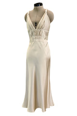 Gorgeous Fall 2000 Prada Backless Ivory Bias Cut Silk Dress w Front Gathering Detail
