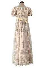 Outstanding 1967 George Halley Couture Heavily Embroidered, Rhinestone & Applique Soft Pink Dress