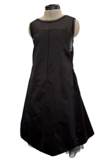 c. 2006 Prada by Miuccia Prada Black Silk & Silk Chiffon Low Scooped Back Sleeveless Puff Dress