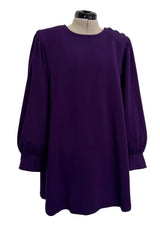 Documented Fall 1985 Yves Saint Laurent Haute Couture Runway Look 43 Purple Over-sized Cut Tunic