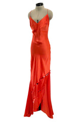 Spring 2004 Roberto Cavalli Runway Look 21 Orange Bias Cut Silk Dress Worn by Juno Temple