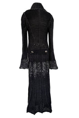 Fantastic Fall 2006 John Galliano Charcoal & Grey Knit Sweater Coat w Metal Buttons