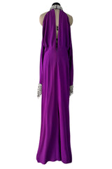 Rare Fall 2001 Thierry Mugler Runway Purple Silk Crepe Dress w the Most Incredible Open Cuts Outs