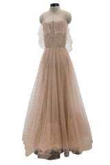 Fall 2016 Valentino by Pierpaolo Piccioli Nude Pink Net Dress w Scattered Silver Sequin & Beads
