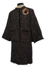 Pristine Pre-Fall 2012 Chanel by Karl Lagerfeld Metallic Gold Detailed Suit w Gripoix Buttons