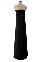 Spring 2007 Christian Dior by John Galliano Black Strapless Inner Corset Dress w Rhinestones & Beads
