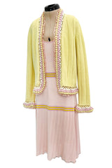Dreamy Cruise 2004 Chanel by Karl Lagerfeld Pale Pink Knit Dress & Pastel Cardigan Set