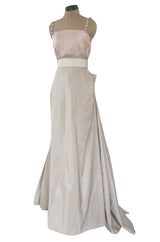 Prettiest 2012 Lanvin by Alber Elbaz Nude & Blush Silk Trained Wedding Dress w Beaded Detail