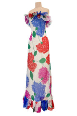 Iconic Spring 1984 Hubert de Givenchy Haute Couture Runway Silk Chiffon Strapless Dress & Coat Set