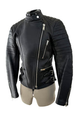 Celine by Phoebe Philo Leather Motorcycle Jacket w Silver Hardware