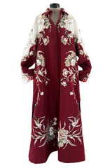 Extraordinary Spring 2022 Valentino by Pierpaolo Piccioli Look 78 Burgundy & White Embroidered Robe Dress