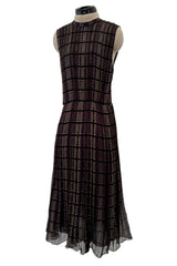Prettiest Spring 2004 Prada Runway Look 31 Feather Light Grey & Green Silk Chiffon Plaid Dress