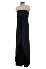 Spring 2013 Saint Laurent by Hedi Slimane Strapless Black Silk Dress w Scooped Front Hem