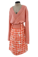 Phenomenal Spring 2001 Chanel by Karl Lagerfeld Runway Cashmere & Sequin Top & Skirt Set