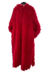 Pre-Fall 2019 Valentino by Pierpaulo Piccioli Runway Look 4 Oversized Shaggy Red Mohair Coat