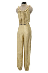 Amazing 2021 Fendi by Kim Jones Holiday Collection & Ad Campaign Metallic Gold Lurex Jumpsuit