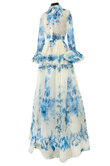 Pre-Fall 2020 Valentino by Pierpaolo Piccioli Runway Look 3 Blue & White Silk Organza Dress