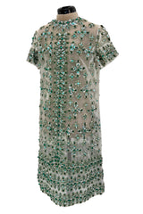Extraordinary Unlabeled Net Pale Green Dress w Extensive Beading & Sequin Work