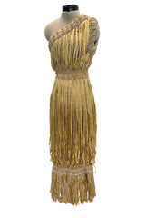 Outstanding Cruise 2011 Chanel by Karl Lagerfeld Runway Look 36 Gold Ribbon & Metallic Gold Cord Knit Dress