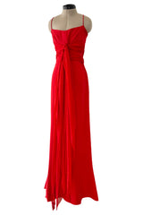 Prettiest Spring 2003 Original Valentino Runway Look 64 Red Silk Dress w Silk Chiffon Ties