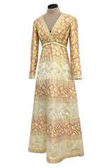 Wonderful 1960s Malcolm Starr by Elinor Simmons Pink Detailed Metallic Brocade Dress