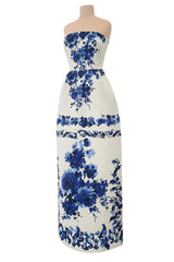 Valentino Fall 2013 by Maria Grazia Chiuri & Pierpaolo Piccioli Strapless Blue & White Dress