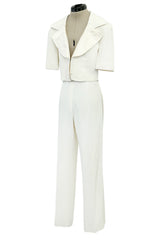 Chic Spring 1993 or 1996 Christian Dior by Gianfranco Ferre Numbered White Tux Pant Suit