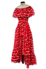 Exceptional & Important Spring 1980 Yves Saint Laurent Runway Red & White Print Silk Organza Dress