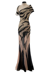 Spring 2001 Jean Louis Scherrer Haute Couture Look 22 Runway Sample Beaded Silk Chiffon & Net Dress