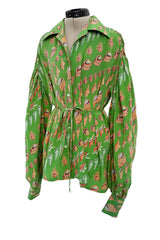 Chic Spring 1974 Valentino by the Original Mr. Valentinop Green Silk Shell Print Top & Head Scarf