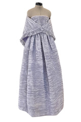 Elegant Late 1950s Sybil Connolly Couture Pale Lavender Pleated Linen Strapless Dress w Shawl