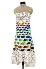 Hugely Documented Spring 2014 Chanel by Karl Lagerfeld Rainbow Print & Lace Runway Dress