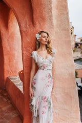 Outstanding Fall 2001 John Galliano Runway Look 41 Bias Cut Silk Chiffon Dress w Romantic Floral Print