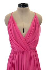Resort 2008 Christian Dior by John Galliano Pink Silk Chiffon Plunge Dress