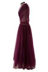 Gorgeous Resort 2020 Khaite Look 21 Burgundy Net Full Skirted Dress & Underskirt