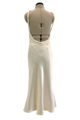 Gorgeous Fall 2000 Prada Backless Ivory Bias Cut Silk Dress w Front Gathering Detail