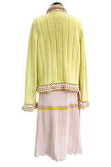 Dreamy Cruise 2004 Chanel by Karl Lagerfeld Pale Pink Knit Dress & Pastel Cardigan Set